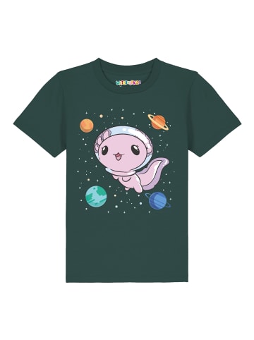 wat? Apparel T-Shirt Axolotl in space in Dunkelgrün
