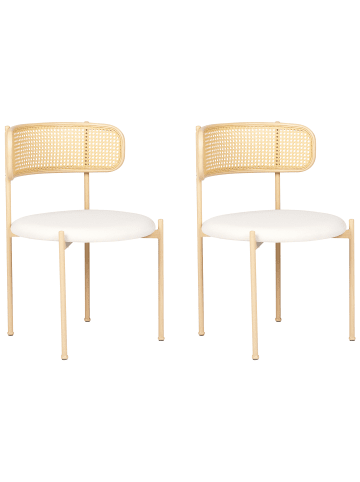 Beliani 2er-Set Esszimmerstuhl ANDOVER in Heller Holzfarbton/Beige