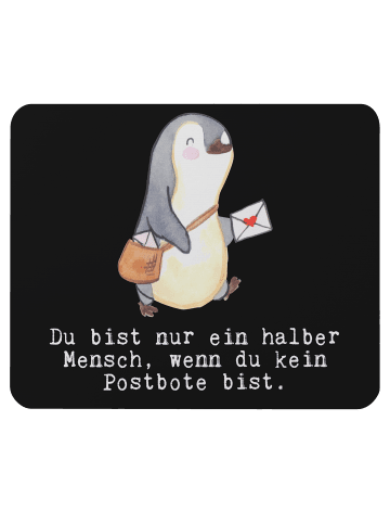 Mr. & Mrs. Panda Mauspad Postbote Herz mit Spruch in Schwarz