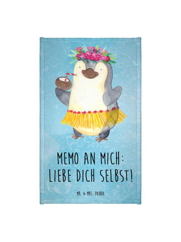 Mr. & Mrs. Panda Gästehandtücher Pinguin Kokosnuss mit Spruch in Eisblau