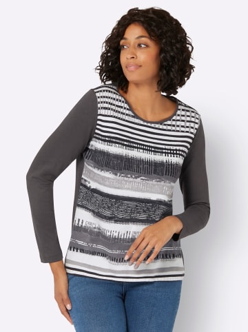 WITT WEIDEN Shirt in dunkelgrau-gestreift