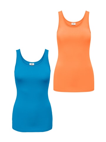 JACQUELINE de YONG Tank Top 2-er Stück Pack Ärmelloses Basic Shirt Set JDYAVA in Blau-Orange