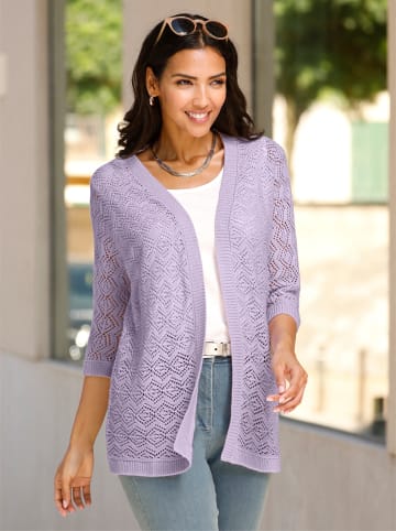 Sieh an! Ajour-Strickjacke in flieder