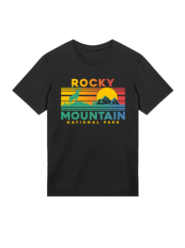 F4NT4STIC T-Shirt US National Parks Rocky Mountain Sunset in schwarz