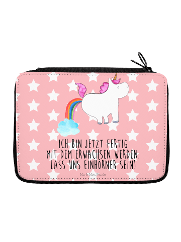 Mr. & Mrs. Panda Federtasche Einhorn Pupsen mit Spruch in Rot Pastell