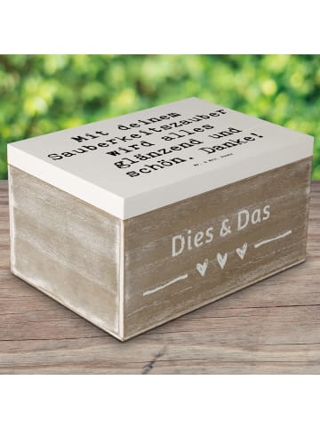 Mr. & Mrs. Panda Holzkiste Spruch Reinigungskraft Zauber mit Spruch in Weiß