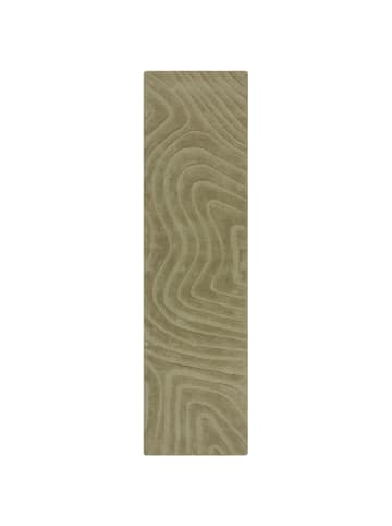 KADIMA DESIGN Wollteppich Wellen Abstrakt, Wohnzimmer in Olivegrün