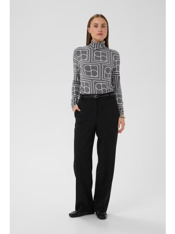 Soaked in Luxury Langarm-Shirt SLHanadi Gerade Passform in Dark Gray w White Monogram