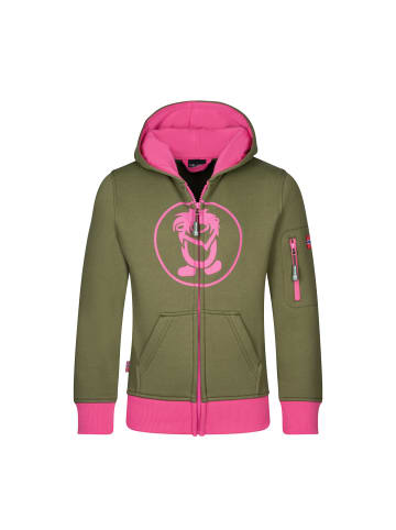 Trollkids Hoodie "Sortland" in Dunkle Olive/Hellmagenta