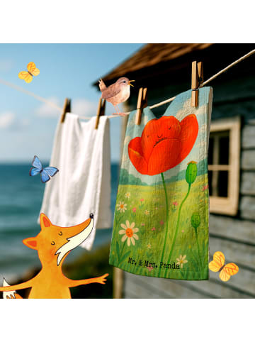 Mr. & Mrs. Panda Gästehandtücher Blume Mohnblume Design ohne Spruch in Weiß