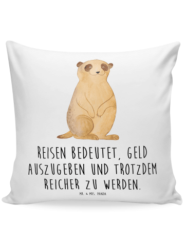 Mr. & Mrs. Panda Kissen 40x40 Erdmännchen mit Spruch in Weiß