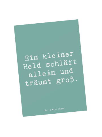 Mr. & Mrs. Panda Postkarte Spruch Alleine schlafen lernen mit Sp... in Meeresbrise