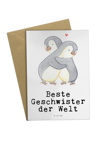 Mr. & Mrs. Panda Grußkarte Pinguin Beste Geschwister der Welt mi... in Weiß