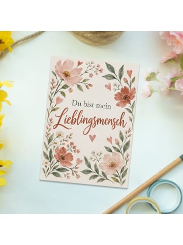Grußkarte Blumen Herzen Design mit Spruch in Weiß