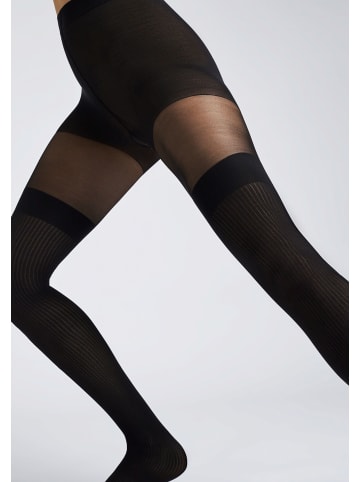 camano Strumpfhose overknee stripes 1er Pack fine fashion 70 Denier in Schwarz