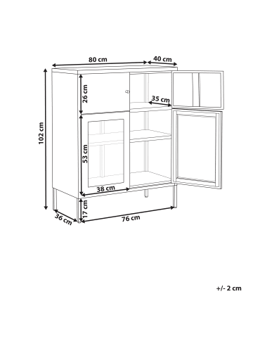 Beliani Vitrine ESHOLT in Beige - (W) 80 x (H) 102 x (L) 40 cm