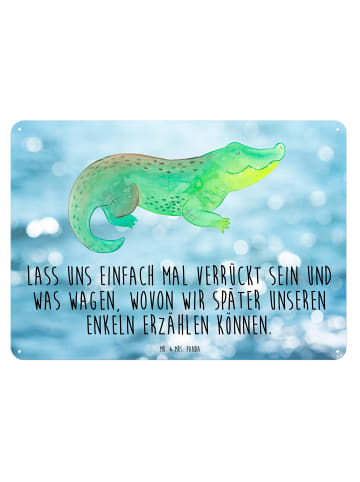 Mr. & Mrs. Panda Blechschild Krokodil mit Spruch in OZeichenanblue