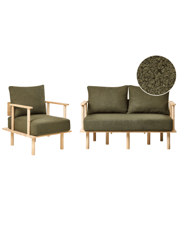 Beliani 2-tlg 2-Sitzer Sofa ASKER in Grün/Braun