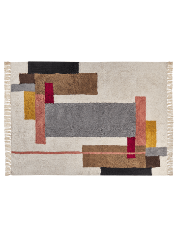 Beliani Kurzflor NIKSAR in Bunt/Beige/Grau - (W) 140 x (H) 1.2 x (L) 200 cm