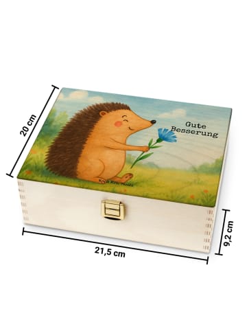 Mr. & Mrs. Panda Teekiste Holz Igel Blumen Design mit Spruch in Weiß