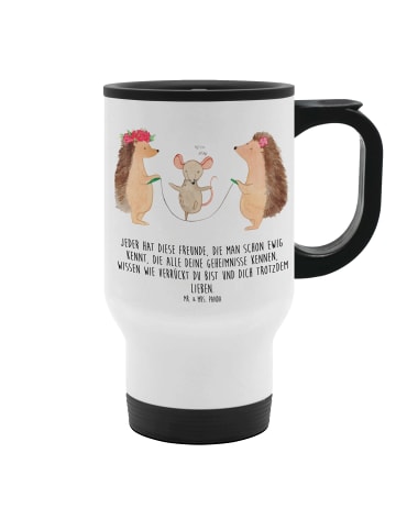 Mr. & Mrs. Panda kaffeebecher mit deckel Igel Seilhüpfen mit Spruch in Weiß