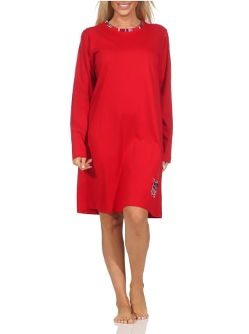 NORMANN Langarm Nachthemd Tiermotiv - 87578 in rot