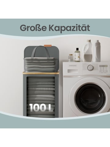 SONGMICS Wäschekorb Roxanne in Grau - (B)32 x (H)75 x (T)42 cm