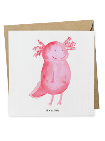 Mr. & Mrs. Panda Deluxe Karte Axolotl Glücklich ohne Spruch in Weiß