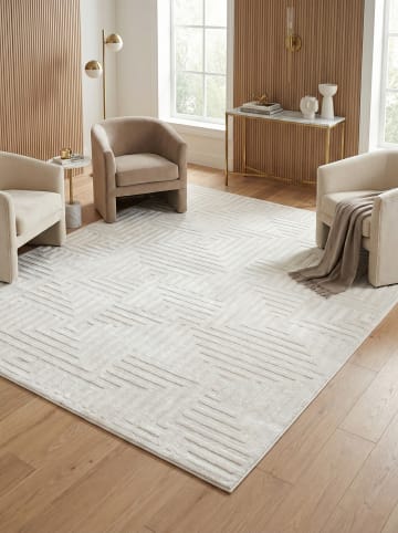 KADIMA DESIGN Teppich Kurzflor Waschbar 3D ILLER Strapazierfähig OEKO-TEX in Creme