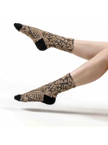 MUNADUNA 2er-Pack Vintage-Socken mit 3D-Relief in Khaki