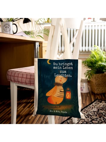 Mr. & Mrs. Panda Shopping Tasche Glühwürmchen Design mit Spruch in Weiß