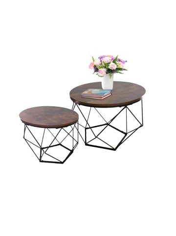 relaxdays 2-tlg. Couchtisch-Set in Braun/ Schwarz