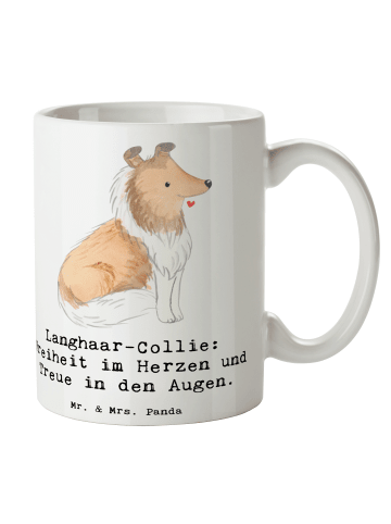 Mr. & Mrs. Panda Kaffeetasse Langhaar Collie Treue mit Spruch in Weiß