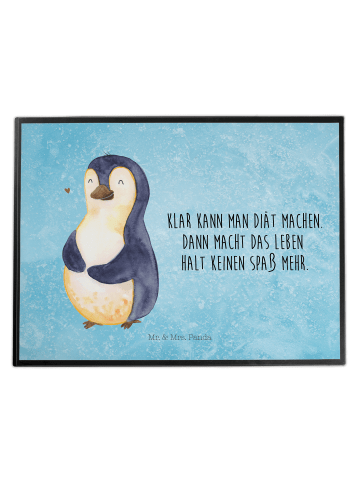 Mr. & Mrs. Panda Schreibtischunterlage Pinguin Diät mit Spruch in Eisblau
