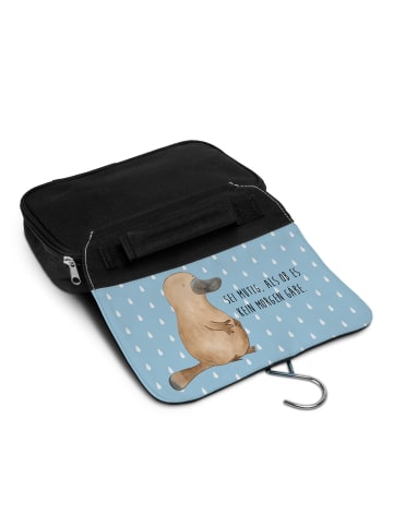 Mr. & Mrs. Panda Make-Up Tasche Schnabeltier Mut mit Spruch in Blau Pastell