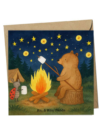 Mr. & Mrs. Panda Klappkarte Bär & Marienkäfer Lagerfeuer Design ... in Weiß