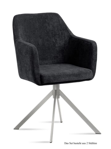 58 aufm Kessel ARMLEHNSTUHL (2er-Set) Dorrie 57x87x60 Edelstahl/Espresso