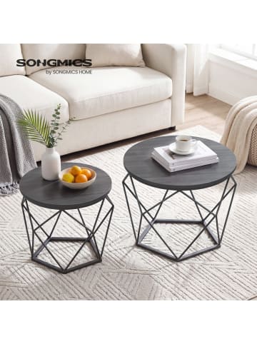 VASAGLE 2er-Set:Couchtisch rund in Braun-Schwarz - (B)50 x (H)40 x (T)50 cm