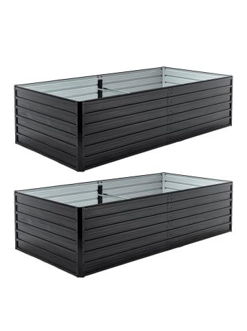 ABRIHOME Hochbeet in Schwarz 219x112x64 cm Metall 2er Set für Garten Terrasse