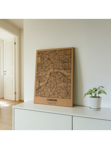 UNUS Kork Wandbild Weltkarte 61x41 cm Pinnwand aus Naturkork in Braun