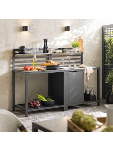 home24 Gartenküchenset Portol 2-teilig Kombi A in Schwarz