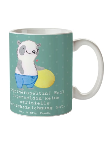 Mr. & Mrs. Panda Kaffeetasse Ergotherapeutin Superheldin mit Spruch in Meeresbrise