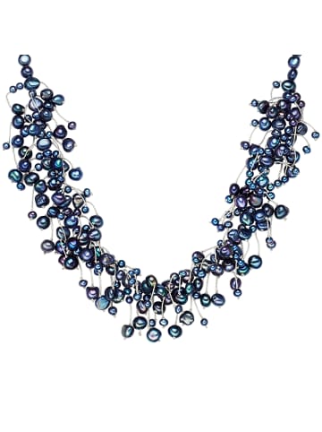 Valero Pearls Kette Sterling Silber Süßwasser-Zuchtperle pfauenblau in blau