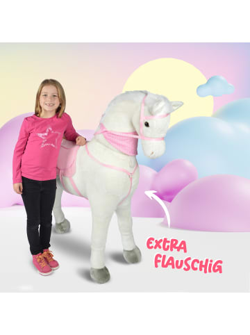 Pink Papaya XXL Stehpferd für Kinder " Luna 125 cm " in Weiss mit weißer Mähne