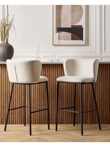 Beliani 2-tlg Barhocker MINA in Weiß/Schwarz