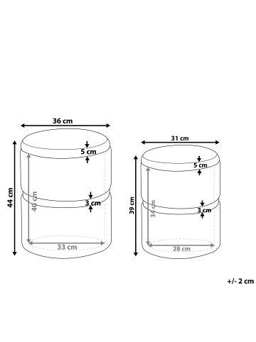 Beliani 2er-Set Pouf WICHITA in Braun/Gold
