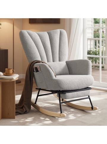 SONGMICS Schaukelsessel Teou in Grau - (B)71.5 x (H)92 x (T)(92-126.5) cm
