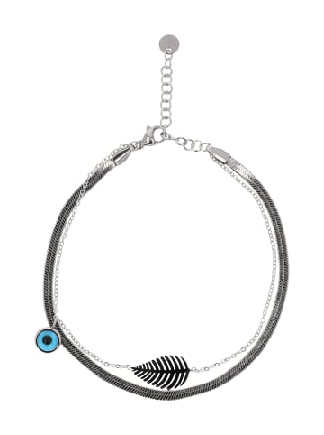 IZIA Women Multi-Chain Bracelet in Silver Turquoise
