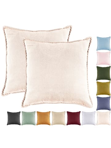 JACK 2er Set Kissenhülle 45x45cm Baumwolle Einfarbig in Ecru
