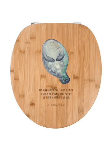 Mr. & Mrs. Panda Holz Toilettendeckel Seekuh Happy mit Spruch in Braun